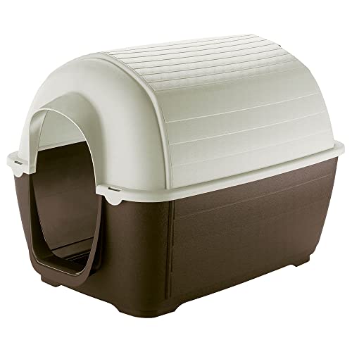 Ferplast Outdoor Hundehütte Kenny 07 Hundehütte aus Schlag- und UV-beständigem Thermoplast, Drainage-System, Lüftungsgitter, Zum reinigen Dach abnehmbar, 80 x 111,6 x h 80 cm von Ferplast