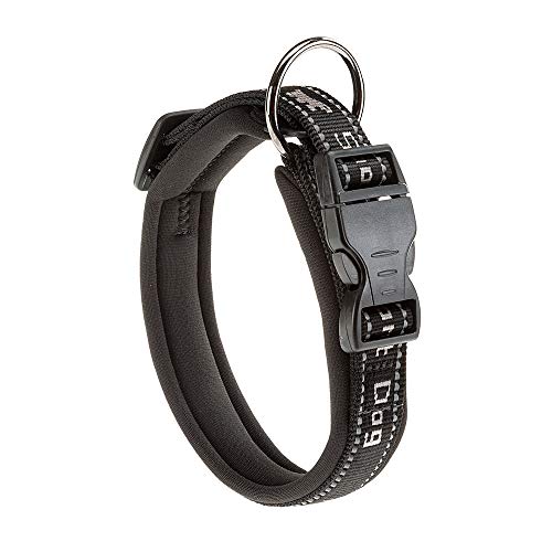 Ferplast Hundehalsband SPORT DOG C15 / 35, weiche Polsterung, reflektierende Nähte, Etikett für den Namen des Tieres, Halsumfang 25 ÷ 35 cm - Bauchumfang 15 mm Grau von Ferplast