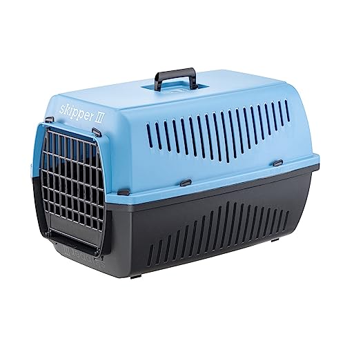 Ferplast Katzentransportbox SKIPPER 3, Hundetransportbox, Haustiertransportbox für kleine Hunde und Katzen bis 10 kg, Hundetransportbox, Katzentransportbox, 62x41xH38 cm, aus Kunststoff mit Klappgriff von Ferplast