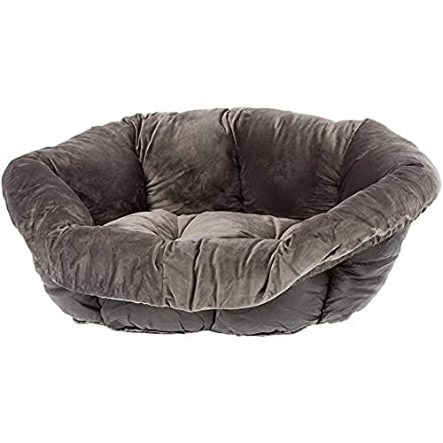 Ferplast Cuscino per Cuccia Cane e Gatto SOFA' PRESTIGE 6, in Velluto, Materassino Cuscino Imbottito per Lettino per Cani Gatti da Interno, Ricambio per Cesta in Plastica Cani Gatti, Lavabile, 73 x 55 x h 27 cm, Grigio von Ferplast