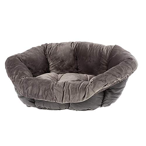 Ferplast Cuscino per Cuccia Cane e Gatto SOFA' PRESTIGE 4, in Velluto, Materassino Cuscino Imbottito per Lettino per Cani Gatti da Interno, Ricambio per Cesta in Plastica Cani Gatti, Lavabile, 64 x 48 x h 25 cm, Grigio von Ferplast