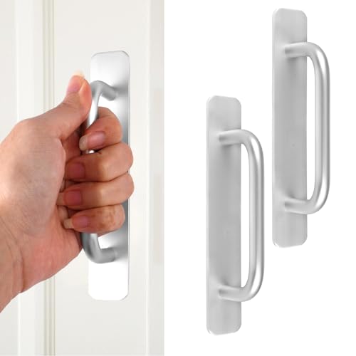 2 Stück Möbelgriff Selbstklebend, Aluminium Klebegriff Silber, Selbstklebende Schrankgriffe Aluminium, Schubladengriffe zum Kleben, Kleiderschrank Griff Selbstklebend für Kleiderschrank, Balkontür von FerraDrend