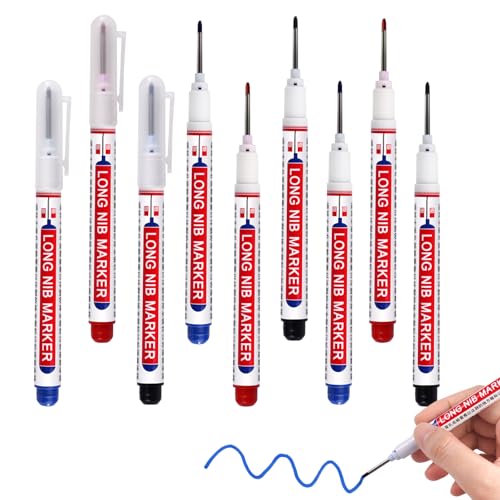 9 Stück Bohrlochmarker, 20mm Extra Lange Spitze Tieflochmarker, Schwarz/Blau/Rot Markierungsstifte für Tiefe Löcher, Lochmarkierer Langlochmarker Deep Reach Markers für Holz, Kunststoff, Metall, Pappe 9 Stück Bohrlochmarker, 20mm Extra Lange Spitze Tieflochmarker, Schwarz/Blau/Rot Markierungsstifte für Tiefe Löcher, Lochmarkierer Langlochmarker Deep Reach Markers für Holz, Kunststoff, Metall, Pappe von FerraDrend