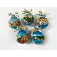 Cinque Terre-Set Mit 5 Bällen, Riomaggiore Manarola Corniglia Vernazza Monterosso. Komplett Von Hand Bemalte Glaskugeln, Geschenkidee Cinque Terre-Set Mit 5 Bällen, Riomaggiore Manarola Corniglia Vernazza Monterosso. Komplett Von Hand Bemalte Glaskugeln, Geschenkidee von FerrariSoniArt