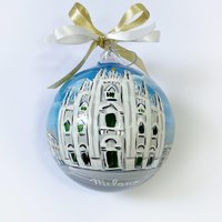 Handbemaltes Ornament Aus Mailand, Souvenir Ihrer Lieblingsstadt Auf Der Weihnachtskugel. Personalisierte Weihnachtsdekorations-Geschenkidee von FerrariSoniArt