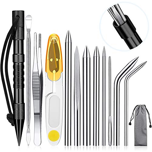 Edelstahl FID Set Paracord FID Marlin Spike Set Paracord Nähen Schnürung Nähen Nadeln und Glättung Werkzeug Knotter Werkzeug für Leder oder Paracord Arbeiten (Schwarz) von Ferraycle