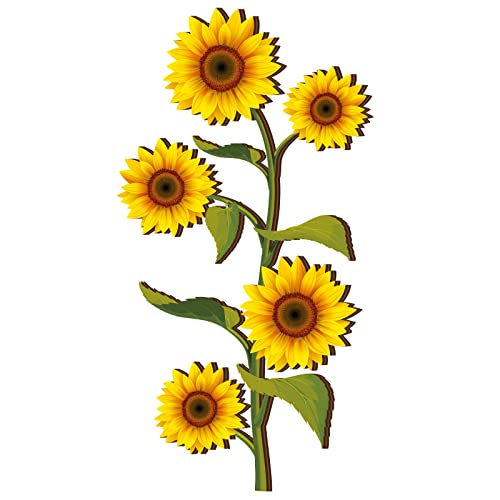 Holz-Sonnenblumen-Wanddekoration, 61 cm, florales Holz, Wandkunst, hängende Sonnenblumen-Dekor, rustikale primitive Dekoration, gelb, Schlafzimmer, Zubehör (Sonnenblume) von Ferraycle