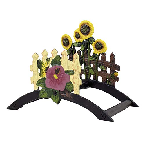 Ferrestock FSKPM012 Vintage Wand Schlauchhalter Modell Dekorative Sonnenblumen Hergestellt aus farbigem Schmiedeeisen mit ausreichend Platz zum Aufrollen eines Schlauches von Ferrestock
