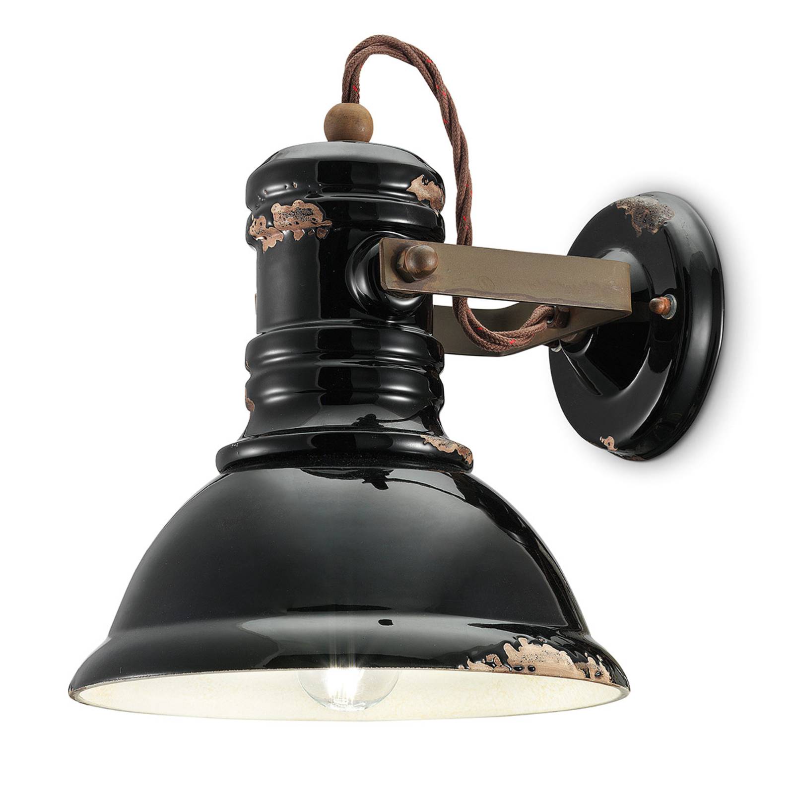 Keramik-Wandlampe C1693 im Industrie-Stil schwarz von Ferroluce