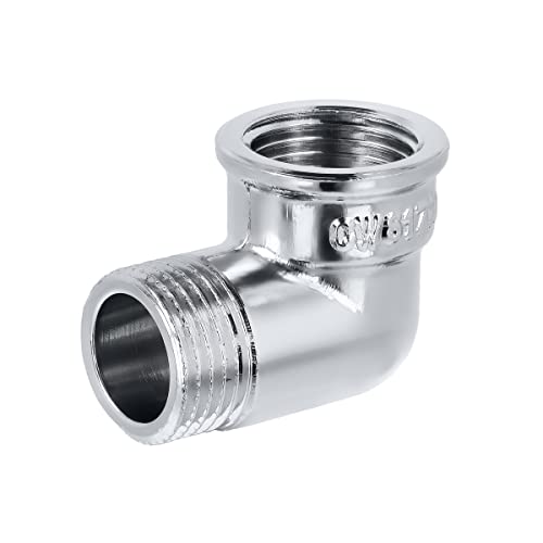 HYDROBIL Winkel 1/2" BSP (18,6mm) Innengewinde x 1/2" BSP (21mm) Außengewinde, Bogen Messing Verchromt, Sanitärarmaturen Wasserrohr, Sanitärverbindungen und Anschlüsse, 10 Bar, Max. Temp. 95°C von HYDROBIL