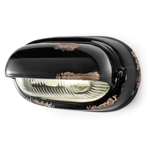 ferroluce Retro Wandleuchte mit Augenlid Horizontal, Schwarz von Ferroluce Retrò