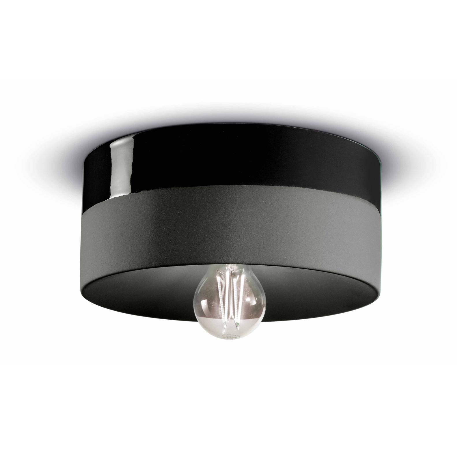 Deckenlampe PI Keramik glänzend/matt Ø25cm schwarz von Ferroluce