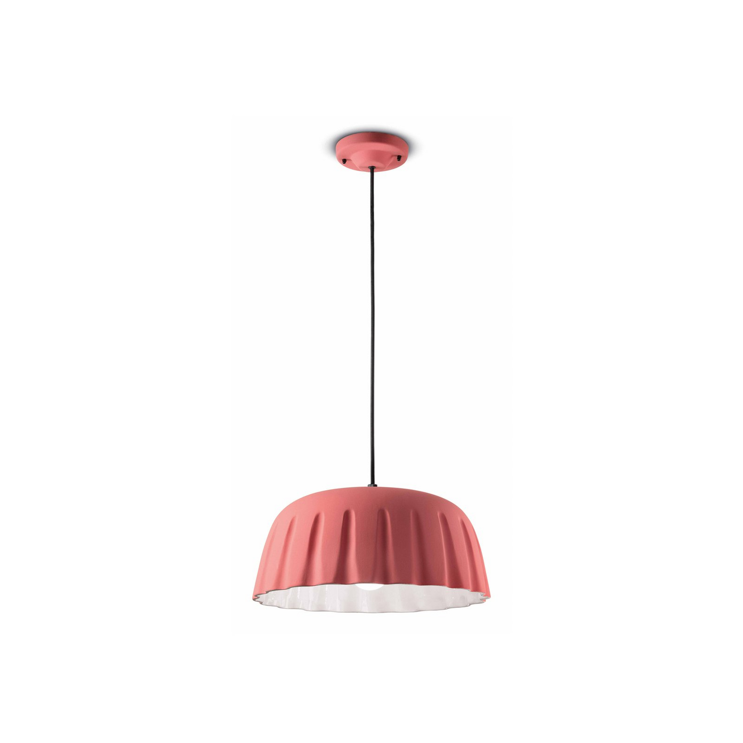 Ferroluce Hängeleuchte Madame Gres Keramik Höhe 18 Cm Rosa Deckenlampe Lampe B-Ware von Ferroluce