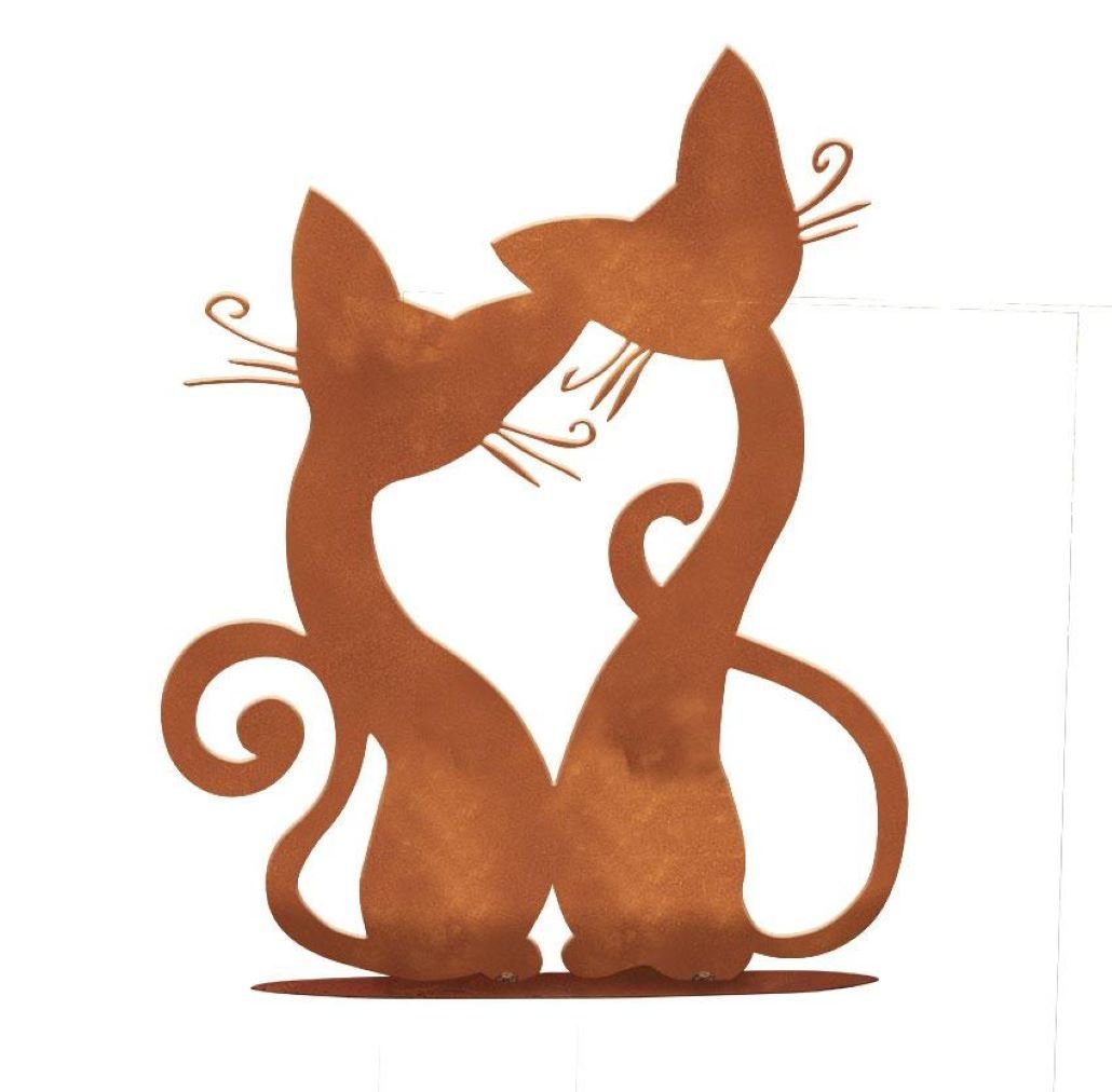 Ferrum Art Gartenfigur Katzenpärchen auf Platte - Gr. 1: klein, (Stück) von Ferrum Art