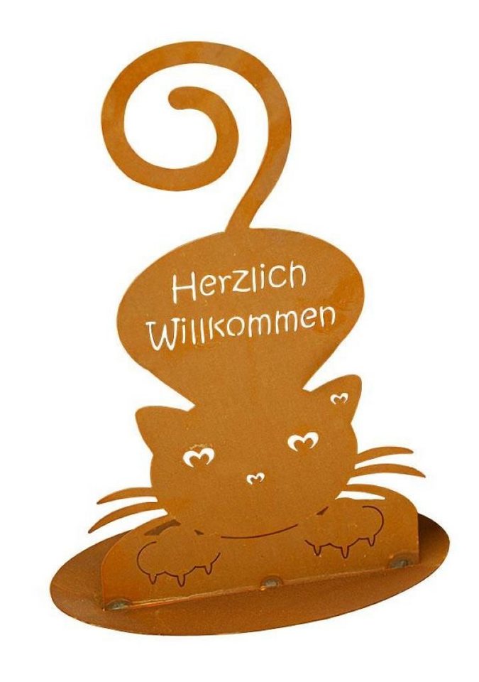 Ferrum Art Metallschild Katze Herzlich Willkommen" - Edelrost" von Ferrum Art