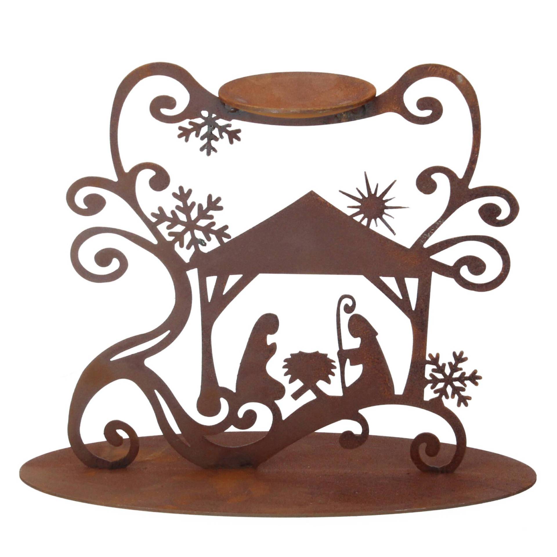 Ferrum Edelrost Kerzenhalter Teelichthalter Krippe 24x26 cm von Ferrum Art Design GmbH & Co. KG