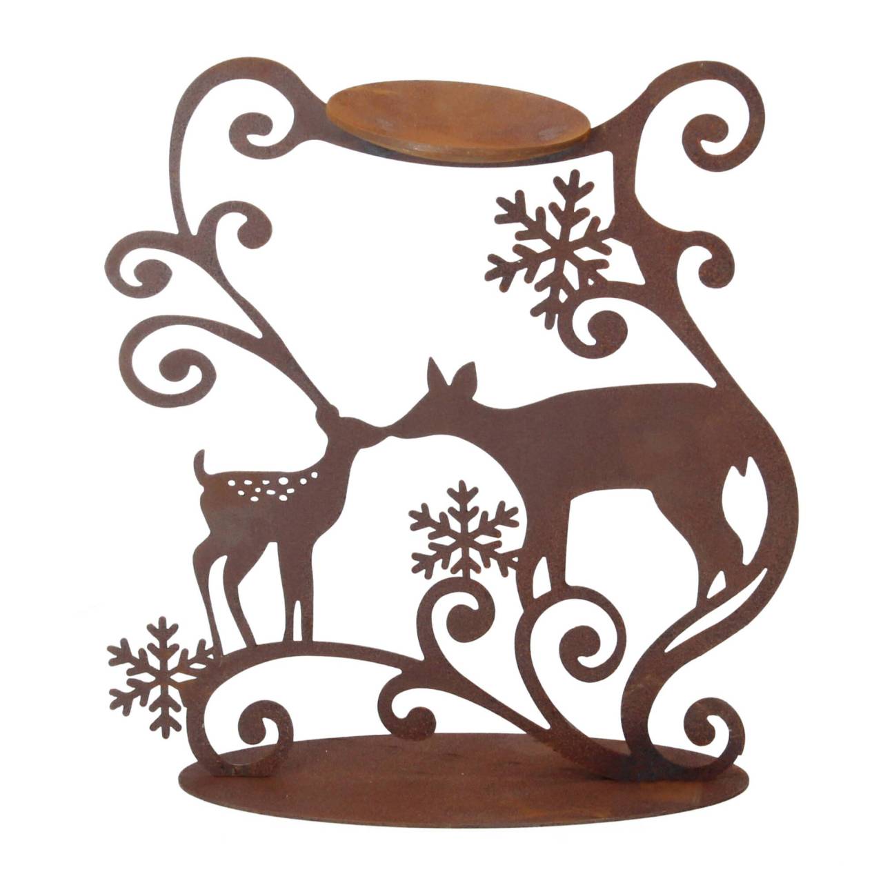 Ferrum Edelrost Kerzenhalter Teelichthalter Rehe 26x24 cm von Ferrum Art Design GmbH & Co. KG