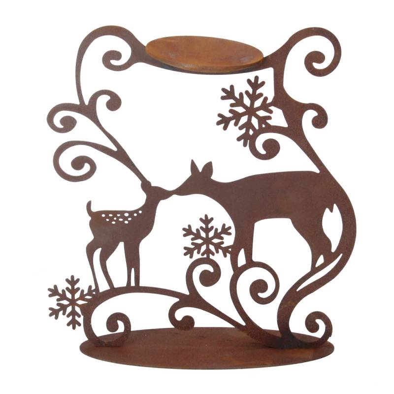 Ferrum Edelrost Kerzenhalter Teelichthalter Rehe 26x24 cm von Ferrum Art Design GmbH & Co. KG