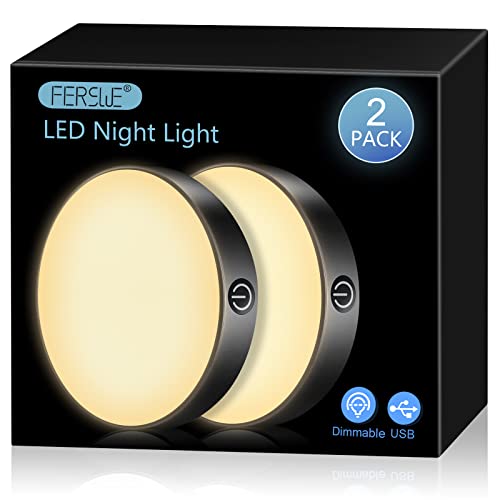 Ferswe Dimmbar LED Nachtlicht Warmweiß, USB Wiederaufladbare Led Batteriebetrieben mit 1000mAh Große Batterie, Led Touch Lampe für Schlafzimmer, Badezimmer, Küche, Wohnzimmer(2 Stück) von Ferswe