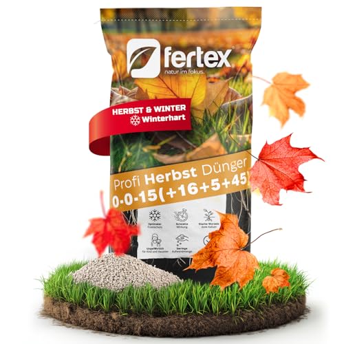 Fertex® Herbstdünger Rasendünger 25 kg – kaliumstark (0-0-15) mit Calcium, Magnesium & Schwefel | macht den Rasen winterfit, stärkt Wurzeln & Frosthärte, streuwagengeeignet | für 500–625 m² Dünger von Fertex