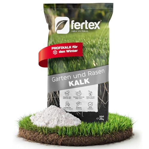 Fertex® Rasenkalk 25 kg – Dolomitenkalk-Granulat mit Calcium & Magnesium | Gartenkalk/Kalkdünger für Rasen, Obst & Gemüse | pH-Wert ausgleichen & Moos vorbeugen | streuwagengeeignet | ca. 165–250 m² von Fertex