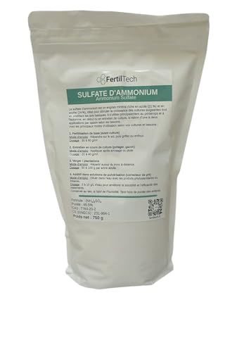 FertilTech Ammoniumsulfat 750 g – Stickstoffdünger 21 % N + 24 % Schwefel für Gemüsebeet, Rasen, Obstbäume, Hecken, alkalische Böden, Garten, Ackerbau, pH-Korrektur von FertilTech