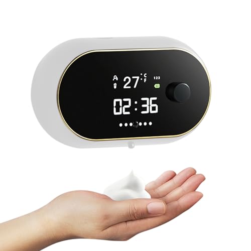 Fesatccoz Automatischer Schaumseifenspender Wandbefestigung 3 Schaumstärken 450ml Elektrischer Seifenspender Mit Sensor LCD Display Und Wiederaufladbarem Akku Für Küche Und Badezimmer von Fesatccoz