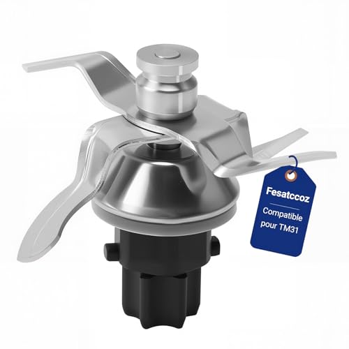 Fesatccoz Edelstahl Messer Kompatibel mit Thermomix TM31, Hochwertiges Zubehör Kompatibel mit Thermomix Vorwerk TM31, Ersatzmesser Kompatibel mit Küchenmaschine TM31 mit Dichtungsring von Fesatccoz