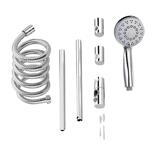 Fesatccoz Handbrause mit Duschstange, 5 Fach Handbrause mit Hochdruckfunktion und Wandhalterung mit Gleitschiene Duschset mit Schlauchfür das Badezimmer von Fesatccoz
