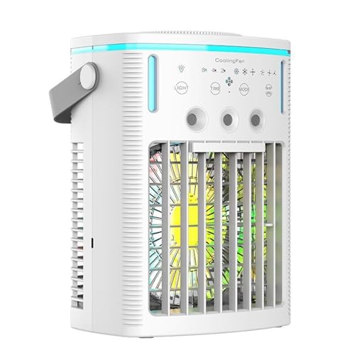 Fesatccoz Mobile Klimaanlage Tragbare Klimagerät mit 3 Geschwindigkeiten und Fernbedienung, Lüftung, Feuchtigkeit, Nachtlicht und Timer von Fesatccoz