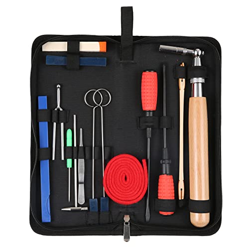 Fesjoy Klavier Tuning Kit 16-teiliges Klavier Tuning Set, professionelles Stimmwerkzeug Set, Stimmschlüssel, langer Griff, Stimmschlüssel, Gummidämpfer, Schraubendreher, Pinzette, Hammer, Temperament von Fesjoy