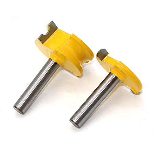 Fesjoy 2 Stcs Zungen- und Rillen -Router -Bit -Set, T -Form Holz Mahlen Schneiderschneider -Trimmer -Graveur -Zubehör, Bogenfräsenschneider für Holzbearbeitung (6,35 mm Schaft) von Fesjoy