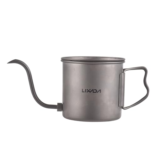 Fesjoy 400ml Übergießen Wasserkocher Schwanenhals Kaffee Wasserkocher Ti Klappgriff Wasserkocher mit Deckel von Fesjoy