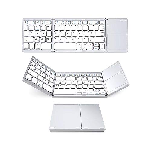 Fesjoy Drahtlose BT-Tastatur Mini-Falttastatur Tragbare ultraflache BT-Tastatur mit Touchpad Compatible with Windows/Android/iOS Silver Fesjoy Drahtlose BT-Tastatur Mini-Falttastatur Tragbare ultraflache BT-Tastatur mit Touchpad Compatible with Windows/Android/iOS Silver von Fesjoy
