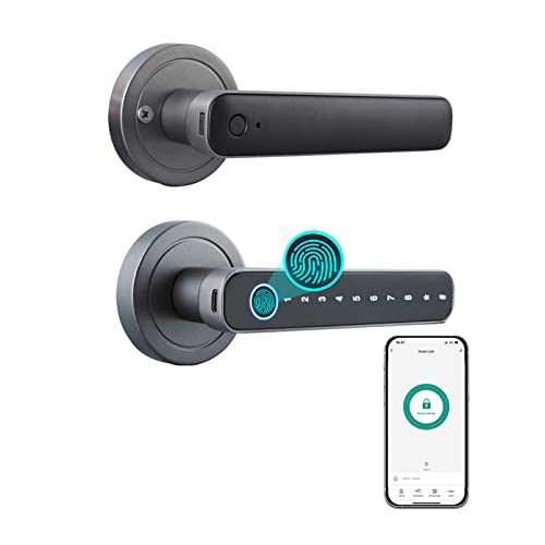 Fesjoy Intelligentes elektronisches Schloss Fingerprint Door Lock 4 Modi entsperrt Tuya BT Connection App Entriegelung Passwort Entriegelung für Häuser Wohnungen von Fesjoy