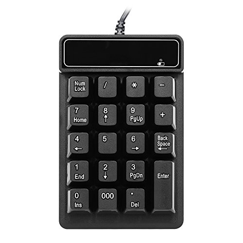 Fesjoy USB Wired Numeric Keypad Mechanische Feel Number Pad Tastatur 19 Tasten Wasserdicht für Laptop Desktop PC Notebook Schwarz von Fesjoy