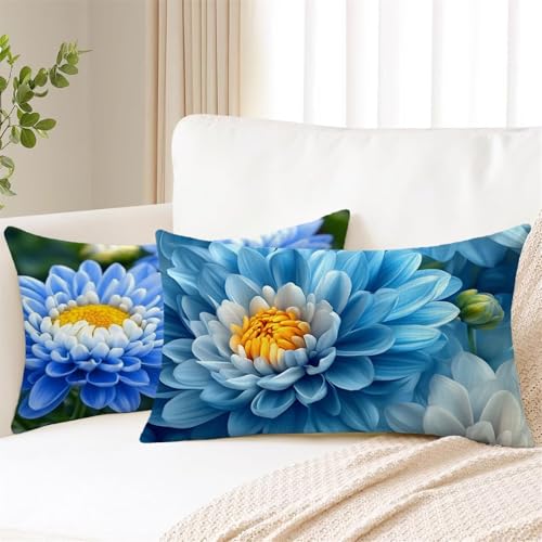 Blau Kissen 40x80 cm Rechteck Kissenbezug Blumen Outdoor Kissen Wetterfest Leinen Kissenbezüge 2er Set Doppelseitiger Gedruckte Cushion Covers für Herbst Deko Garten Terrasse Sofa Patio Balkon 2s-5 Blau Kissen 40x80 cm Rechteck Kissenbezug Blumen Outdoor Kissen Wetterfest Leinen Kissenbezüge 2er Set Doppelseitiger Gedruckte Cushion Covers für Herbst Deko Garten Terrasse Sofa Patio Balkon 2s-5 von Fesnfuae