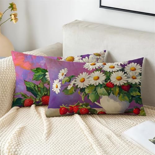 Kissen Sommer Kissenbezug 40x70 cm 2er Set Outdoor Kissen Gänseblümchen Kleines Dekokissen Samt Rechteck Kissenbezüge für Garten Balkon Wohnzimmer Schlafzimmer Bett Büro Herbst Deko Gifts 2s-2 Kissen Sommer Kissenbezug 40x70 cm 2er Set Outdoor Kissen Gänseblümchen Kleines Dekokissen Samt Rechteck Kissenbezüge für Garten Balkon Wohnzimmer Schlafzimmer Bett Büro Herbst Deko Gifts 2s-2 von Fesnfuae