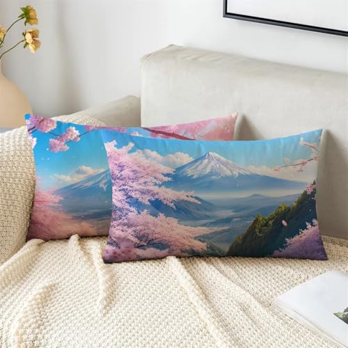 Pink Kissen 40x70 cm Rechteck Kissenbezug Japandi Outdoor Kissen Wetterfest Samt Kissenbezüge 2er Set Doppelseitiger Gedruckte Cushion Covers für Herbst Deko Garten Terrasse Sofa Patio Balkon 2s-995 von Fesnfuae