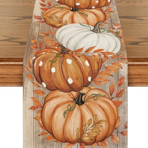 Fesnova Herbst Dekoration Tischläufer mit Kürbis Motiv,Tischläufer Hherbst Orange und Weiß 33x183cm, Herbstdekoration für Tisch,für Indoor Outdoor Herbst Thanksgiving Bauernhaus Dekoration Fesnova Herbst Dekoration Tischläufer mit Kürbis Motiv,Tischläufer Hherbst Orange und Weiß 33x183cm, Herbstdekoration für Tisch,für Indoor Outdoor Herbst Thanksgiving Bauernhaus Dekoration von Fesnova