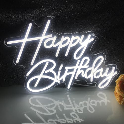 LED "Happy Birthday" Neonschild kann flach aufgehängt oder platziert werden, Nachtlicht Weihnachten Geburtstag Geschenk Party und Hochzeitsdekorationen, Bars,Cafés und Geschäfte 5v,16.5"X11" von Fespcj