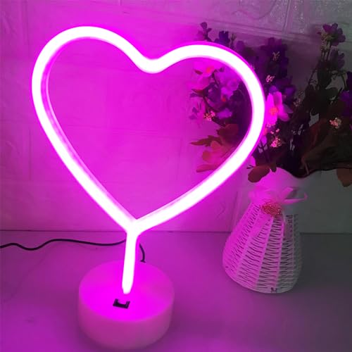 Rosa LIEBE Vertikale LED Schreibtischlampe mit schöner Dekoration Schlafzimmer Neon Lichtschalter Steuerung, die Geschenke an geliebte Freunde gibt Nacht Wohnzimmer Atmosphäre Licht von Fespcj