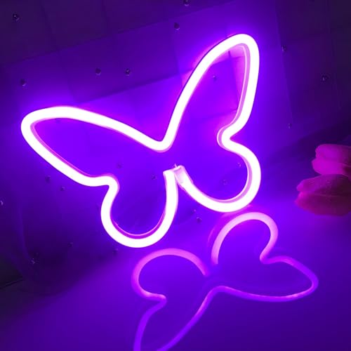 Schmetterling Lila LED Neon Zeichen, senden Eltern, Kinder Freunde Liebhaber Neuartiges Licht USB/Batterie Dual Use Einfach zu bedienen Einfach zu tragen Geeignet für verschiedene Anlässe von Fespcj