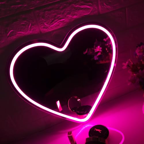 Selfie Home Ästhetik Dekorativer Spiegel LED Neonlicht Energieeinsparung Einfach zu verwenden Sicherheitslicht Verwenden USB Stecker In Gebrauch Für Mehrfache Anlässe Hochzeit Geburtstagsgeschenke von Fespcj