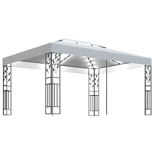 FEST-NIGHT Grand Patio Pavillon 3x4 m, Pavillon mit Vorhängen und Lichterketten, Premium Material, 200g/m² Dachplane, Gartenzelt für BBQ,Event, Schnelle Montage, UV-Schutz 50+ (Weiß) von Fest-night