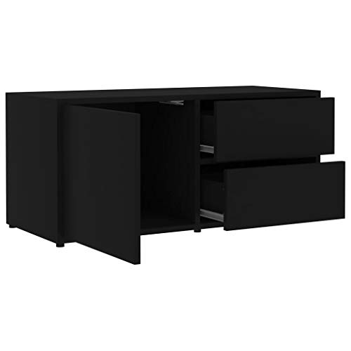 Fest-night TV-Lowboard Fernsehschrank mit Schubladen TV-Schrank Fernsehtisch TV Tisch TV Board TV Möbel Moderne TV-Kommode Schwarz 80x34x36 cm von Fest-night