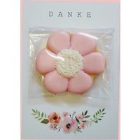 Danke Grußkarte | A6 Mit Handgefertigtem Vanillekeks, Rosa Blume + Deine Persönliche Nachricht von FestKeksShop