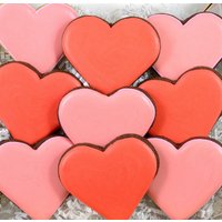 Herz-Set Im Geschenkkarton in Rot Und Pink. 8 cm/Herz. Personalisierbar. 6 Oder 9 Herzen Set + Grußkarte von FestKeksShop