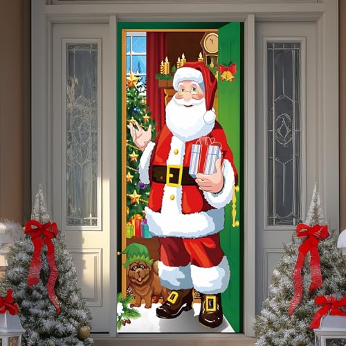 Lustiger Weihnachtsmann Türbanner – Weihnachts Türdeko für Haustür, Veranda oder Party, Festlicher Türvorhang für Weihnachten (C) von FestiKiva