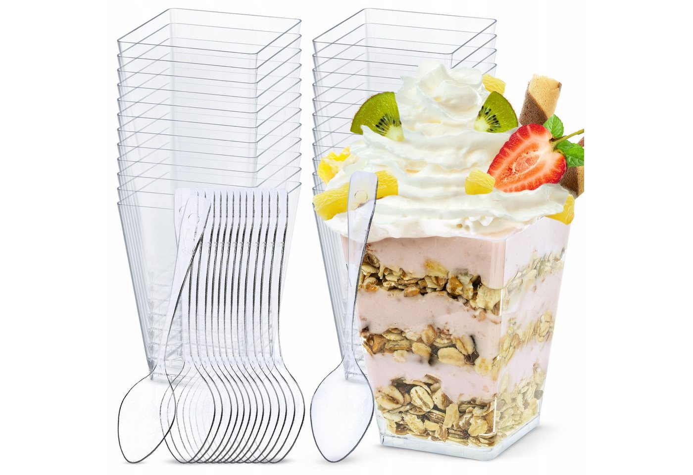Festivalartikel Dessertschale Dessertbecher 160ml 25 Stk. + 50 Löffel – ideal für Kinderpartys!, PVC Festivalartikel Dessertschale Dessertbecher 160ml 25 Stk. + 50 Löffel – ideal für Kinderpartys!, PVC von Festivalartikel